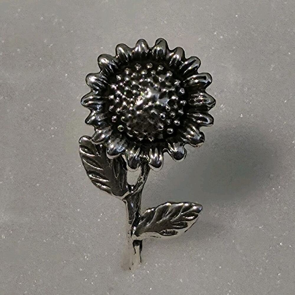 Handmade Sunflower Pendant Solid 925 Sterling Silver